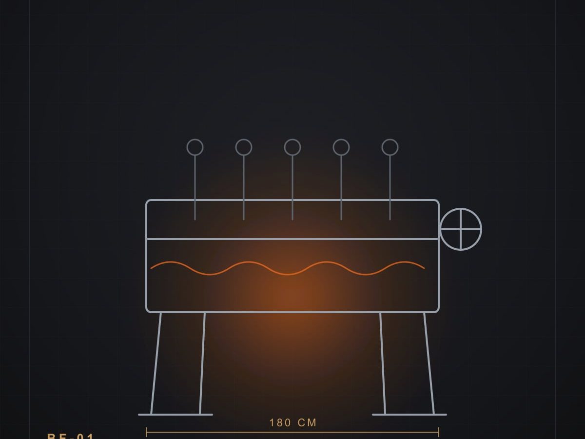 Foukou Akamas — technical drawing of the classic Cypriot charcoal rotisserie foukou