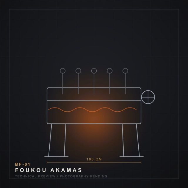 Foukou Akamas — technical drawing of the classic Cypriot charcoal rotisserie foukou
